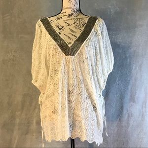 Knitted & Knotted Anthropologie White Knit Top